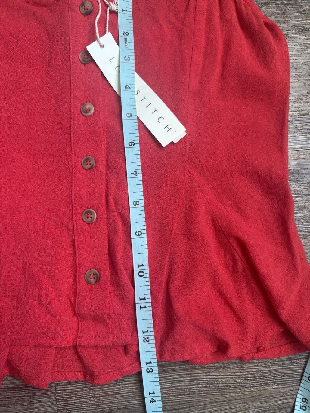 Lovestitch Red Shirt Small NWT Spaghetti Strap Button Down Cami Romantic - Picture 15 of 15